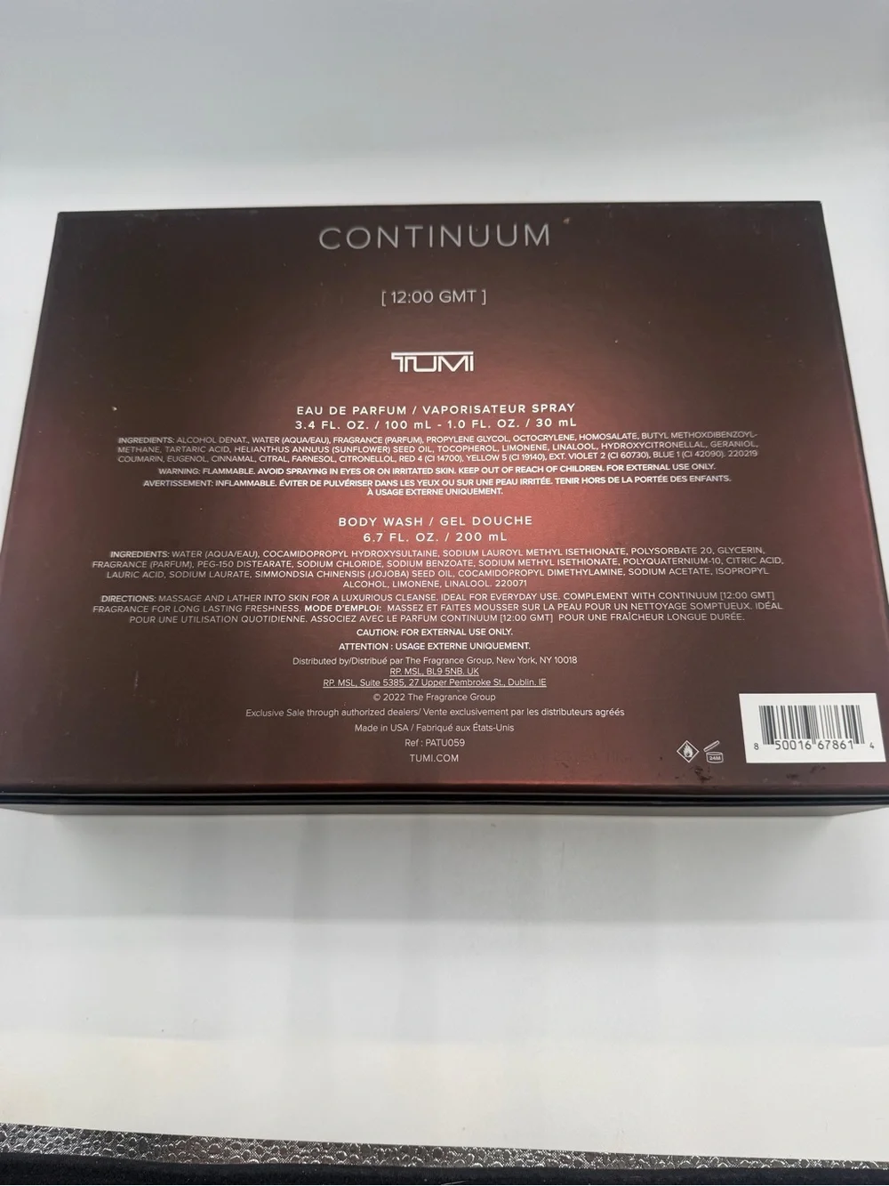 NEW TUMI Continuum 12:00 GMT for Men Spray Cologne 3Pc Travel Set.